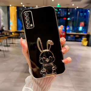 YBDดีไซน์ใหม่สำหรับ Huawei Y6P 2020 Y7A Y9S เคสหรูหรา3Dสเตอริโอขาตั้งกระต่ายด้วยไฟฟ้าสไมล์เคสโทรศัพท์เรียบแฟชั่นน่ารักเคสนิ่ม