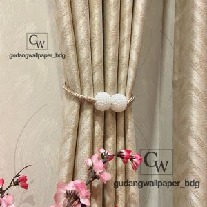 Gorden Gordyn Tirai Import Mewah Blackout Premium Jacquard Sigma Bertekstur Tebal Abstrak Minimalis Warna Cream Gold Pastel