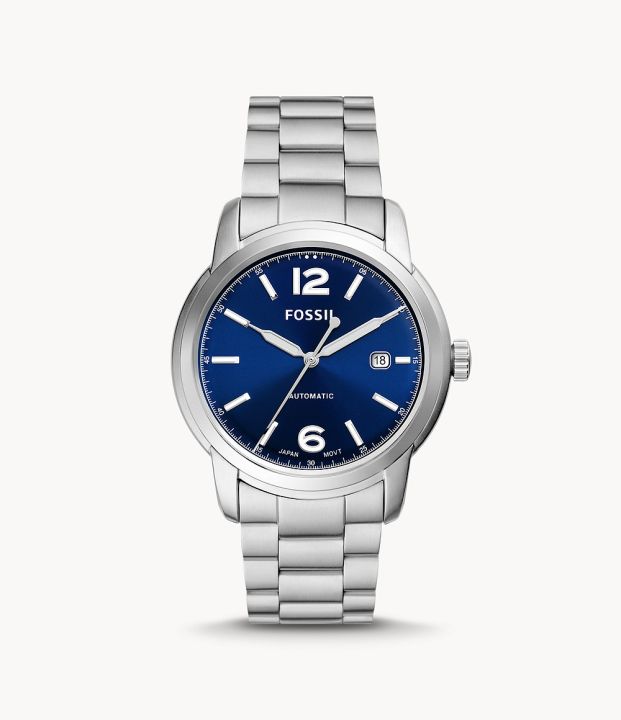 Fossil Heritage Automatic Blue Dial Stainless Steel Jam Pria