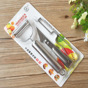 SET 3 dụng cụ nạo vỏ củ quả đa năng 2 lưỡi 1 lưỡi kẹp nhổ lông gà - chất liệu thép không gỉ bền đẹp
