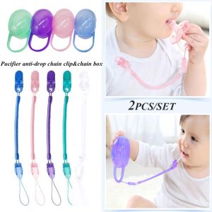 R16 BABY SHOP 2pcs/lot ทารก สายรัด ให้อาหาร กล่องใส จุกนมหลอกเด็ก ที่ใส่จุกนม คลิปจุกสปริง