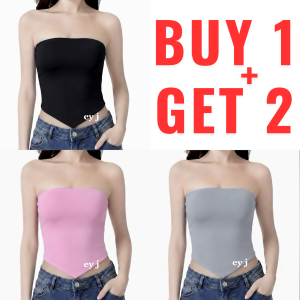 3 PCS - Carol Tube Top Pointed Hem Stretch Double Lined Top Full Length Womenswear Basic Cotton Spandex