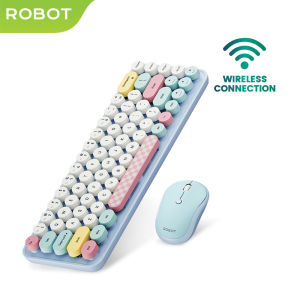 ROBOT Keyboard + Mouse Wireless Combo Set 2.4G KM3600 Pastel Colorful - Garansi 1 Tahun