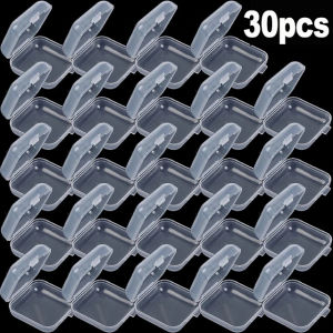 30/6Pcs Mini Square Transparent Plastic Box Beads Jewelry Storage Case Finishing Container Small Boxes
