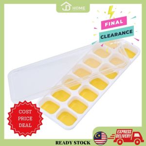 JD Home 🇲🇾 [Ready Stock] ❤ 14 Grids BPA FREE Silicone Ice Cube Maker Tray With Cover Freezer Stackable Ice Trays Baby Food Jelly Maker Mold Tray Containers Easy-Release / Bekas Ais Batu 冰块模具