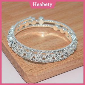 Heabety Thời trang pha lê Vòng đeo tay cho phụ nữ cưới Bangle tay trang sức nhiều lớp Bridal rhinestone vòng đeo tay