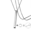 Vnox Fashion Vertical Bar Necklace Kwintas Personalized Engraving 4 Sides Name Birth Date Necklace Kwintas for Women Men, Customized Jewelry Birthday Mother Day Party Birthday Gift,22inch. 