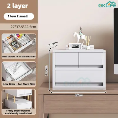 [OKLIFE. SG]No Installation Home Office Drawer File Storage Desktop Organizer ABS Filing Cabinet White With Wheels