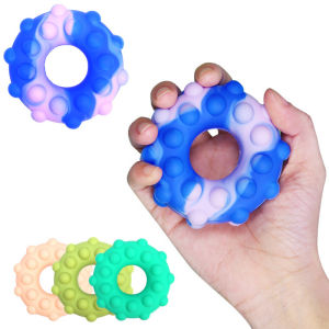3D Rainbow Silicone Bubble Ball Pop it fidget toy Decompression Ball Donuts flying saucer Decompression Silicone Bubble Squishy Toys Anti Stress Relief Finger Toy Gift for Children