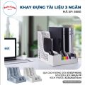 Giá đựng tài liệu 3 ngăn kèm khay để bút Việt Nhật (5680), Khay đựng hồ sơ tài liệu văn phòng để bàn. 