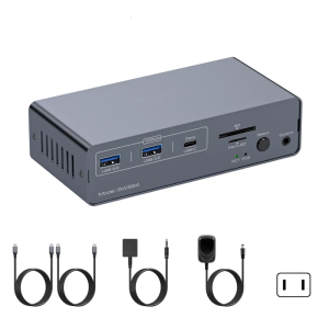 4K60hz KVM Switcher Docking Station For Multiple Platform Control With USB C 3.2 10Gbps and Memory Cards Slot