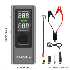 ESSGOO Car Jump Starter 10000mAh/12V Car Jumper Starting Booster Car Start Supply Portable USB Charger Multi-function Rechargeable Emergency Power bank Starting Device With Air Pump