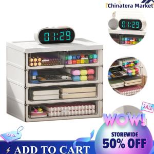 【Chinatera】 4 Tier Stackable Desk Organizer W/ 5 Drawers Desk Drawer Organizer Stackable Desk Storage Box for Desk Office School Home