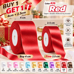 【Buy 1 Get 1】 FREE Satin Ribbon Roll Gift Wrapping Bouquet Wedding Party Decoration DIY Gift Ribbon