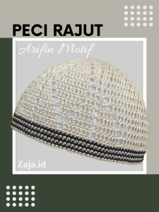 Zaja - Peci Rajut Motif Arifin List Dua Warna Bahan Katun Premium Rajut Handmade Pengrajin Handal