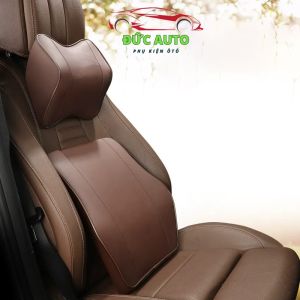 Bộ Gối Tựa Đầu Tựa Lưng Ô Tô Chất Liệu Cao Su Non Bọc Da Mềm Mại Cho Ghế Văn Phòng Xe Ô Tô T03