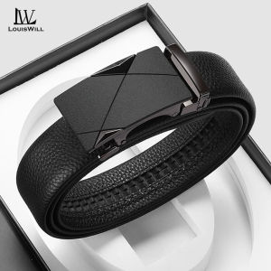 LouisWill Men’s Belt Business Belt Stylish Automatic Buckle Belt PU Leather Waistband Suit Pant Belt Stylish Simple Nice Waistband Durable Belt