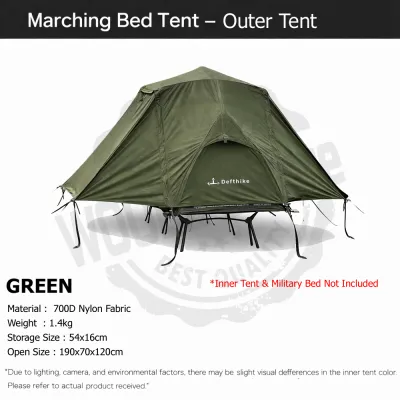 [Woodz] Defthike Military Camping Cot Marching Bed Tent Solo Camper Waterproof Light Weight Khemah 1p