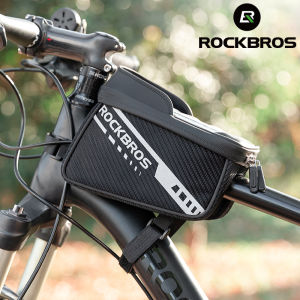 ROCKBROS Bicycle Front Top Tube Bag Phone Touch Screen Frame Bag Reflective design Waterproof Bag For 7.5 Inch Phone Cycling Bag Mountain Bike