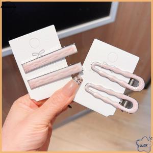 Follow Get More【Metonna】 Simple Wave Oval Pink Seamless Hair Clip Women Acetate Sheet Bangs Clip Hair Duckbill Clip Hairpins Hair Styling Tool Gift