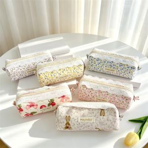 CHUN053634 Bông Hộp bút họa tiết hoa Khóa  Viền ren Túi đựng bút  Túi đựng bút chì Đồ dùng học tập