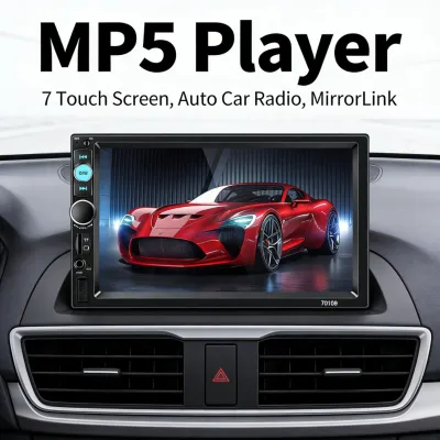 MP5 Player with Radio Stereo Bluetooth Mirror link Control Teering Wheel Rear View FM 7010B 7 inch Touch Scree Car Android-two-way