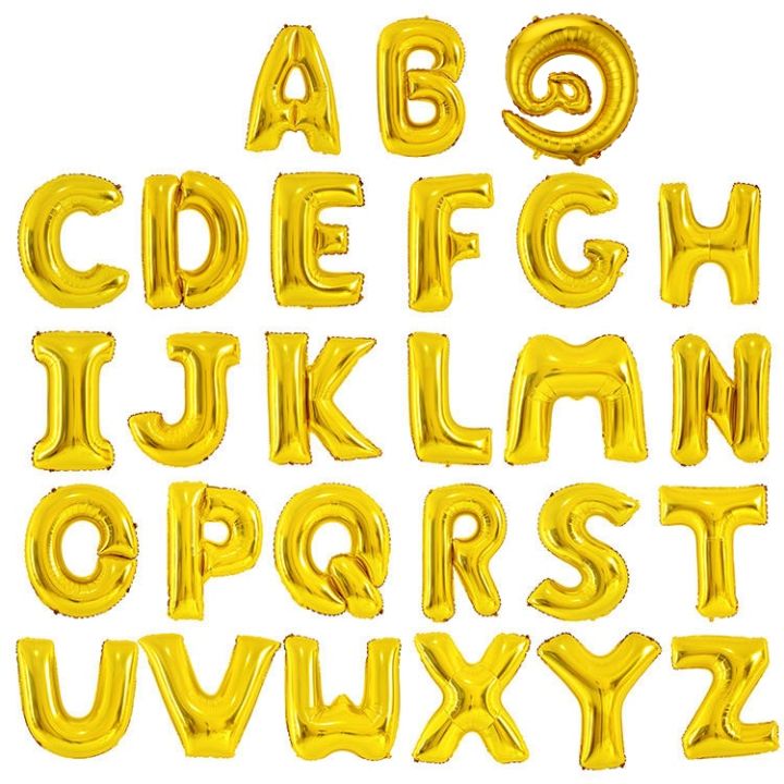 16 inch Gold Letter Foil Balloons Party Decoration A-Z Alphabet Balloon Party Needs Party Supply ...