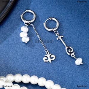 [COD] Biubiuni Retro ngọc trai mặt dây chuyền thả Bông tai cho phụ nữ cá tính tua Bông tai đồ trang sức quà tặng