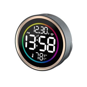 นาฬิกาปลุก LED ที่มีอุณหภูมิ RGB ไฟมีเซ็นเซอร์รับเสียงข้ามพรมแดนไปจนถึงจังหวะ