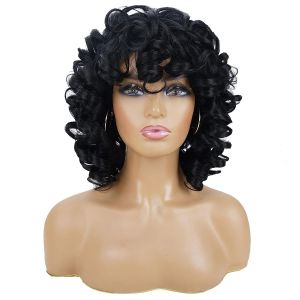 New foreign trade wig African womens short curly hair screw curl full headgear with bangs multi-color optional wigs