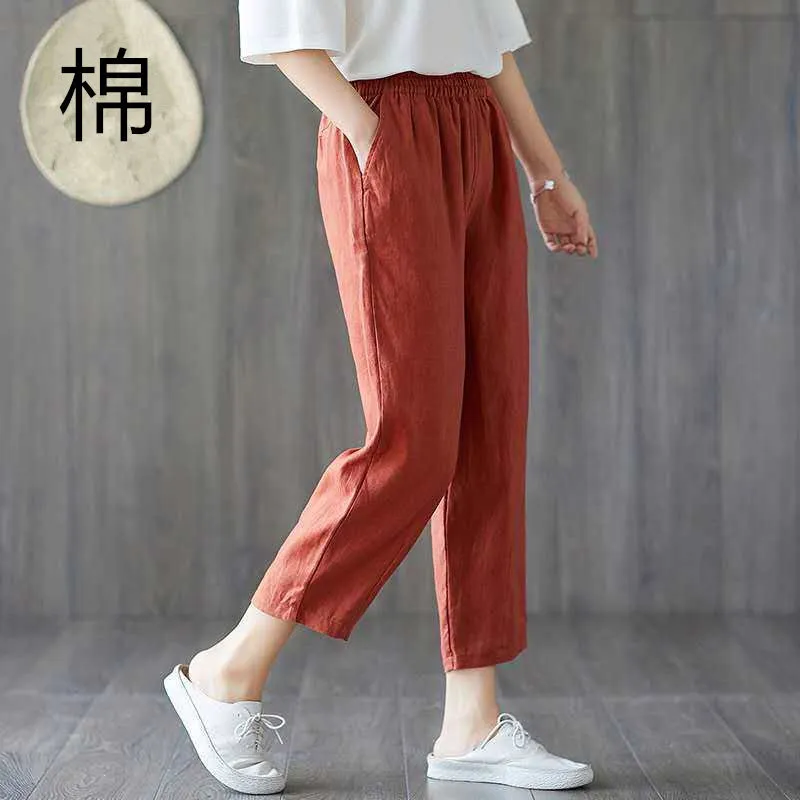 Cotton Pants for Women's New Retro Style Slim Fit Pants Summer Female  Casual Thin Pencil Pants