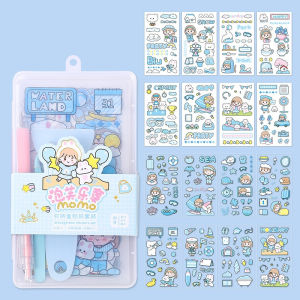 *CLEARANCE* Creative Cute Cartoon Momo Series Storage Box Stickers Set Scrapbooking Tools Journal DIY Decorations Starter Kit