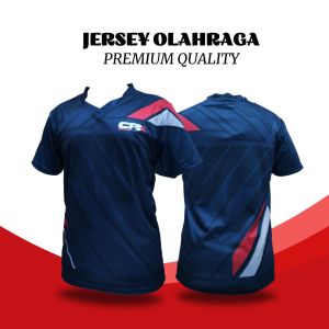 Jersey Olahraga CPX Dryfit Premium Navy Red & White T-Shirt Olahraga untuk Lari/Futsal/GYM/Jogging