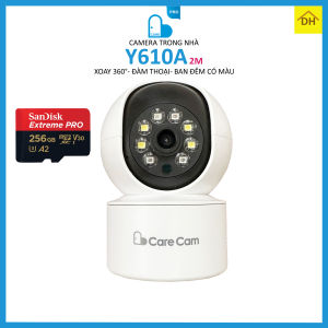 Camera CARECAM Y610A Xoay 360 Độ Full HD 2.0MP 1080p- Đàm Thoại 2 Chiều- Báo Động Chống Trộm- Ban Đêm Có Màu- Wifi Không Dây Trong Nhà