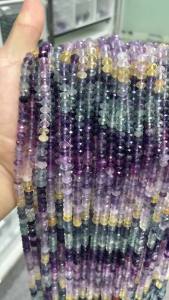 Natural Mutliple Color Fluorite Faceted Rondelle Beads 6mm Thickness About 4mm