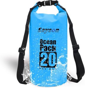 Waterproof Dry Bag Backpack - Floating Dry Sack Portable for Kayaking Beach Rafting Boating Hiking Camping Fishing (Blue 20 Liter)