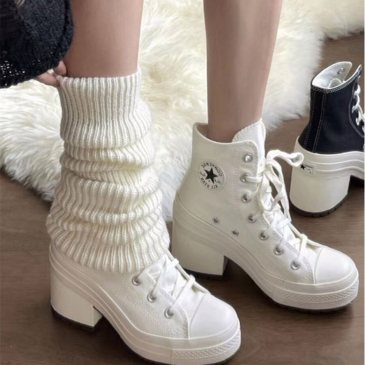 Heeled converse shop style shoes