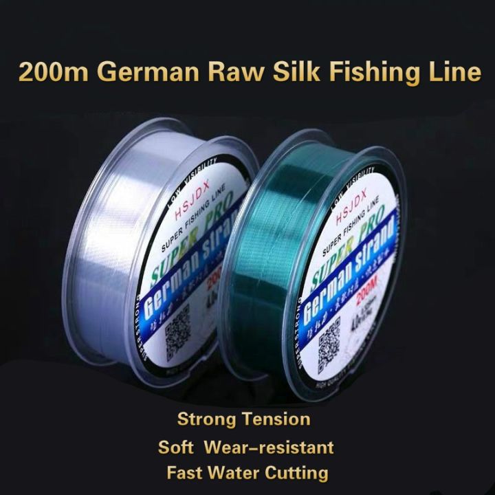 Germany Imported Nylon Fishing Line 200m with Strong Pulling Force Soft  Wear-resistant Fast Cutting Water Invisible Fishing Line Main Line Sub Line