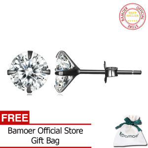 BAMOER HOT SALE Basic Wedding Stud Earrings Silver 925 Clear Cubic Zirconia Women Statement Jewelry BSE166