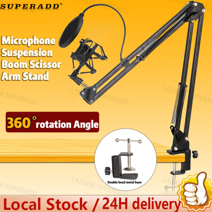 SUPERADD 360° rotation Angle Mic Suspension Boom with Phone Holder ...