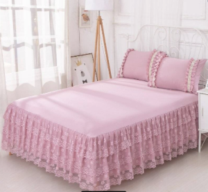 Cadar Pengantin Beropol Murah Wedding Bedsheet Cotton Set 3 in 1