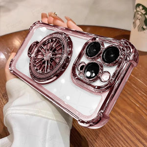 Luxury Clear Rotating Gyro Silicone Magnetic Stand Phone Case For Xiaomi Poco X3 X4 GT X5 X6 X7 F3 F4 F5 F6 M3 M4 M6 F7 F8 Ultra X8 Pro Max M7 C40 C65 C71 C75 C85 4G 5G Protector Cover Casing