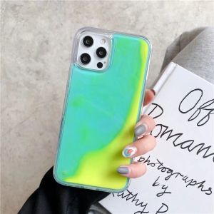 Luminous Quicksand Phone Case for iPhone 17 16 15 Pro Max 14 Shell Moving Flow Sand Dark Liquid Cover Frame Women Carcasa Capa