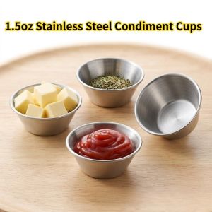 Stainless Steel Condiment Cups Individual Portion Dipping Sauce Cups Individual Round Cups 1.5oz