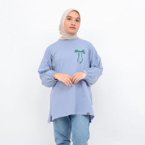 Davita Kaos Oversized Pita Motif Ribbon Coquette Bangkok Atasan Wanita Korea Terbaru By Deloza