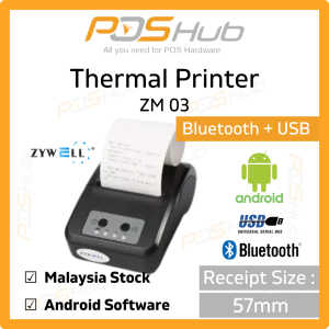 Zywell ZM03 Mobile Pos 58mm Bluetooth Thermal Receipt Printer For Android Tablet Phone Pay Bill small printer mini portable printer