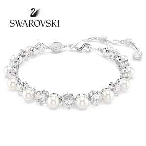 SWAROVSKI Luxury Fashion (New)Matrix Tennis round cut white diamond pearl bracelet S925 sterling silver womens fashion bracelet