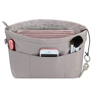Purse Organizer Insert With Zipped Top for Tote Bag Handbag Shaper with 13 Pockets