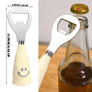 4Pcs Smiley Face Bottle Opener Lightweight Beer Red Wine Bottle Opener Durable Stainless Beer Bottle Opener Glass Bottle Opener Funny Kitchen Bar Tool