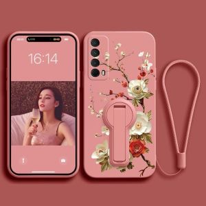 Case สำหรับ Huawei y7a 2021ศัพท์ปลอก softcase ซิลิโคนเหลวป้องกันกันกระแทกปกการออกแบบใหม่ความงามดอกไม้กับผู้ถือ ytzzhxz01